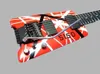 I Stock Eddie Edward Vanhalen 5150 Red White Black Band Huvudlös elektrisk gitarr Myoelektrisk pickup Trill Bridge Black Hardware