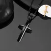 Hänge halsband rostfritt stål svart korshalsband religiösa heliga lord smycken gåva för unisex drop