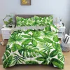 Tropical Plant Bedding Set Green Leaves Duvet Cover with Zipper Clre Comforter Queen King Full Polyester Quilt 240131