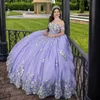 라일락 Quinceanera 드레스 2024 프린세스 16 년 소녀 생일 파티 드레스 아플리케 레이스 툴있어있어 드 15 Quinceanera