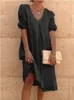 Party Dresses 2024 Fashion Elegant Dress Minimalism Summer V-neck Loose Cotton And Linen Comfortable Commuting Pretty For Women