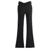 Pantaloni da donna Donna Primavera Casual Minimalista Colori solidi Tutti abbinati Pantaloni teneri Nero Sexy Vita alta Scava fuori la svasatura