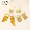 Stud Earrings 17KM Fashion Gold Color Tassel Long Drop Chain For Women French Vintage Knot Twist Earring 2024 Trend Jewelry Gifts