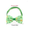 Dog Collars St Patrick's Day Collar Bows 6pcs Green Irish Shamrock Puppy Neckties Pet Apparel Clover Pattern Basic