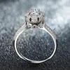 Cluster Rings 18K Au750 White Gold Ring Women Wedding Anniversary Engagement Party Crown Flower Ruby Round Moissanite Diamond Elegant