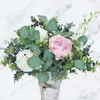 Fleurs décoratives, 12 pièces, feuilles d'eucalyptus mélangées, pics, tiges de Dollar en argent, graines artificielles, Branches de fausse verdure