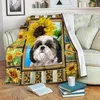 Blankets Sunflower Yorkshire Dog Fleece Blanket 3D Printed Adults/kids Sherpa