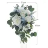 Decorative Flowers Wedding Bridal Bouquet Romantic White Blue Rose Artificial Roses For Church