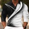 2023 Mens Long Sleeved Hoodie Solid Color Fashion Stripes Man Business Clothing Button Polo Blus Golf Button Tshit Top 240118