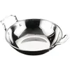 Casseroles rondes en acier inoxydable, accessoire de cuisine, marmite pour ustensiles de cuisine, Shabu-shabu, fournitures de poêles lisses, Wok en acier à usage quotidien