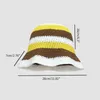 Bérets Chapeau de pêcheur d'été pour femme Tissage Seau Crochet Stripe Pattern Cap DXAA