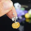 Orecchini pendenti in giada di zucca naturale con gioielli a goccia in argento sterling 925 da donna Natale