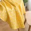 Nappe ronde en coton et lin, imprimé à carreaux jaunes, Style Rural, pour cuisine, salon, serviette café Dia 150cm