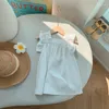 Robes d'été pour filles, Style petites manches volantes, couleur unie, à la mode, princesse mignonne en coton