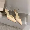 Sandały 2024 Pumpy Slingback Decor Decor Małe kwadratowe głowę Zachęcone buty Seksowne obcasy Letnie Jesień Rozmiar 35-40