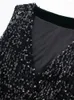 Kvinnors västar Fashion Sequin Vest för kvinnor Casual V-ringad ärmlös Velvet Short Waistcoat Kvinnlig Solid Slim Fit Streetwear Hidden Button