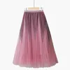 Spódnice moda plisowana spódnica kobieta jesienna kontrast kolor nadrukowany linie midi Slim Mesh High Elastyczna talia Lolita Cool Match