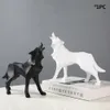 Kunst Wolf Statue geometrische abstrakte Tierfiguren Harz Handwerk Miniatur Ornament Büro Bücherregal Schreibtisch Dekor Skulptur 240123