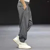 Calças masculinas mens japonês casual terno leggings 2024 moda sem gênero retro versátil solto confortável cor sólida unisex