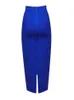 BEAUKEY Sexy Blue Mid Calf HL Bandage Pencil Skirt Long Bodycon Women Stretchable Split Skirt Wholesale XL Red Lady Skirts 240201