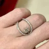 Pierścienie klastra 925 Sterling Srebrny cyrkon geometryczny pierścionek dla kobiet dziewczyna moda pusta okrągłe projektowanie biżuterii urodzin