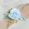 Decorative Flowers Set Of 2 Boutonnieres Wrist Flower Wedding Groom Groomsmen Artificial Corsage For Parties Anniversaries