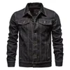 Lente Mannen Solid Revers Denim Jassen Mode Motorfiets Jeans Hommes Slim Fit Katoen Casual Zwart Blauw Jassen 240125