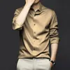 Luxury Men's Social Dress Shirts Long Sleeve Smooth Soft Wrinkle-resistant Non-iron Formal Shirt Ice Silk Blouse Men Clothing 240127