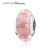 Lösa ädelstenar Athenaie 925 Sterling Silver Murano Glaspärlor Pink Gold Sands Bubble Charms Pärlor för armband Bangle and Neckor