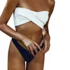 Costumi da bagno da donna # H30 Costume da bagno a fascia incrociato separato da donna Costume da bagno push-up solido da spiaggia Reggiseno da spiaggia Costume da bagno per bagnante