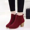 Womens Ankle Boots Autumn Square Heel Platform Sexig Khaki High Heels Shoes 2023 Fashion Winter 240202