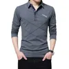 TFETTERS Brand T Shirt Men Long Tshirt Turndown Stripe Designer Slim Fit Loose Casual Cotton Male Plus Size 240129