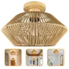 Plafondverlichting licht spoeling montage badkamer rattan gemonteerde lamp armaturen houten ronde gevormd leven