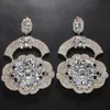 Oversized Big Crystal Large Dangle Earrings for Women Exaggerated Flower Pendant Ear Jewlery Accessories 240130