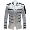 Paljett utsmyckad blazer jacka män scen parti mens kostym militär klänning tuxedo sångare show dj costume homme 240124