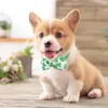 Dog Collars St Patrick's Day Collar Bows 6pcs Green Irish Shamrock Puppy Neckties Pet Apparel Clover Pattern Basic