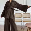 NHKDSASA Pigiama Kimono 100% Crepe di cotone Pantaloni a maniche lunghe Abito da notte da donna Servizio a domicilio Mujer 240202