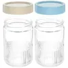 Storage Bottles 2pcs Glass Sealing Jar Airtight Can Tea Sugar Canister Kitchen Coffee