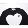 Desginer cdgs t shirt commes des garcons heyplay brzoskwiniowe serce marka Męskie i damskie okrągła szyja koszulka White Heart Long Rleeve Para