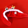 Abbigliamento per cani Testa di drago Cappello per animali cinese per anno Cosplay Peluche 3D Corna Ricamo Copricapo Cat Po Prop Primavera