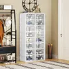 Shoe cabinet storage box folding shoe with door 216 compartment stackable transparent without installation 240130