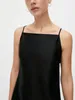 Casual Dresses Women Dress 2024 Spring/Summer Black Long Linen Sling Ladies
