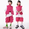 Stage Wear Enfants Costumes de danse Hip Hop pour enfants Rose Rouge Costume Lâche Filles Jazz Catwalk Show Performance Rave Vêtements DQS13625