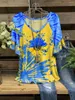 Women's T Shirts 2024 Lotus Leaf Sleeve Leopard Print Stitching V-neck Digital Printing Short-sleeved Summer T-shirt