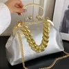 Borse a tracolla con catena verde argento da donna di lusso Borsa a tracolla con clip in pelle PU dorata con clip e borsa da cerimonia nuziale 240127