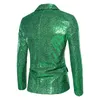 Fashion Men Luxurious Sequin Suit Jacket Green Silver Mens Bar KTV Stage Dress Male Blazer Coat 240124