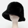 ベレーツブランドファッションレディーレアルハット冬の女性温かい自然帽子編みカジュアルな本物のバケツ
