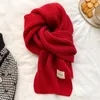 Solid Color Knitted Neck Scarfs For Women Long Shawl Wraps Warm Cashmere Scarves Female Korea Harajuku Wool Scarf Girls 26x160cm 240201