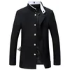 Men Black Slim Tunic Jacket Single Breasted Blazer Japanese School Uniform College Coat 240125