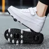 Roller Skate Shoes Kids Spring Spring Sports Children 2 Wheels Sneakers Boys Girls Wheel Shoes Toys Toys White Footwear 240119